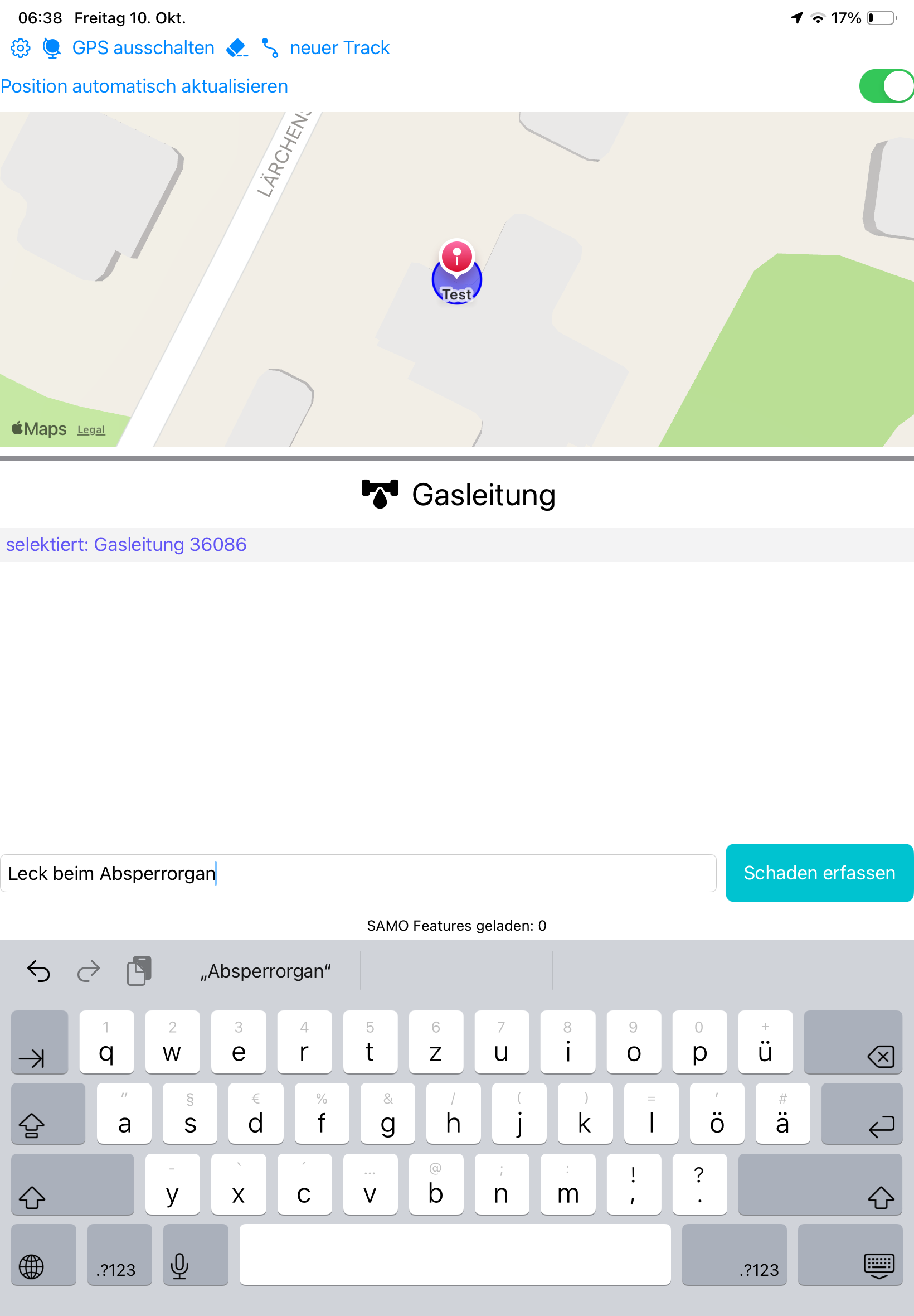 Schadenserfassung in der Kartenansicht
